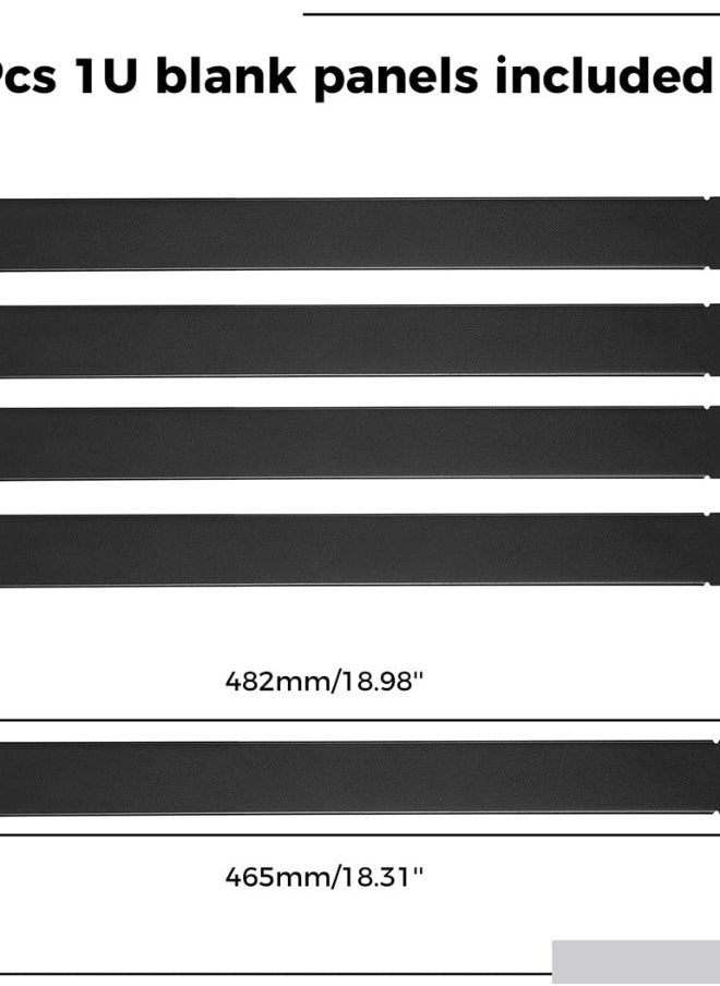 5 Pack 1U Black Metal Rack Mount Filler Panels for 19-Inch Server & Network Cabinets - Perfect for Enhancing Rack Aesthetics