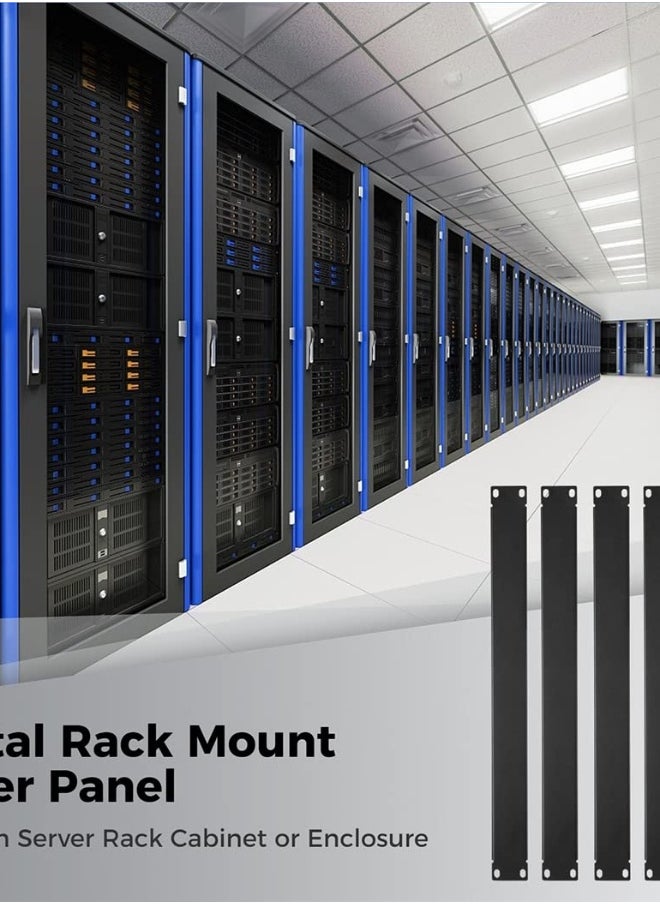 5 Pack 1U Black Metal Rack Mount Filler Panels for 19-Inch Server & Network Cabinets - Perfect for Enhancing Rack Aesthetics