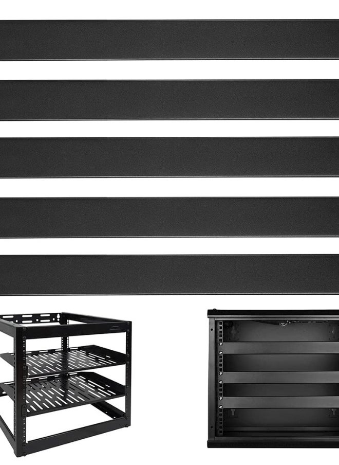 5 Pack Metal Rack Mount Filler Panels for 19 Inch Server Racks and Network Cabinets in Black Color