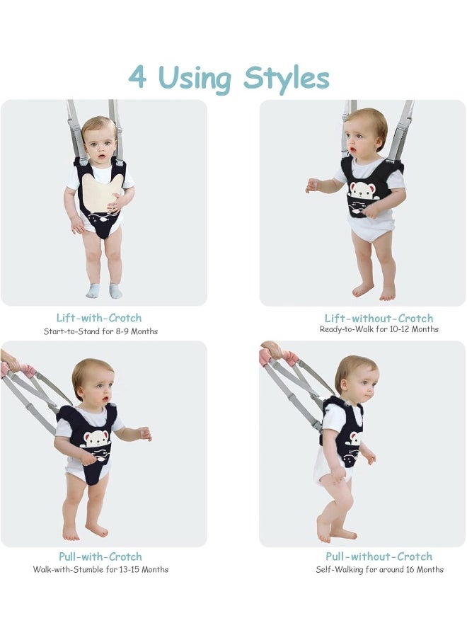 Baby Walking Harness Handheld Baby Walker Assistant Belt Adjustable Toddler Infant Safety Harnesses Standing Up Walking Learning Helper with Detachable Crotch for 9-24 Month Old