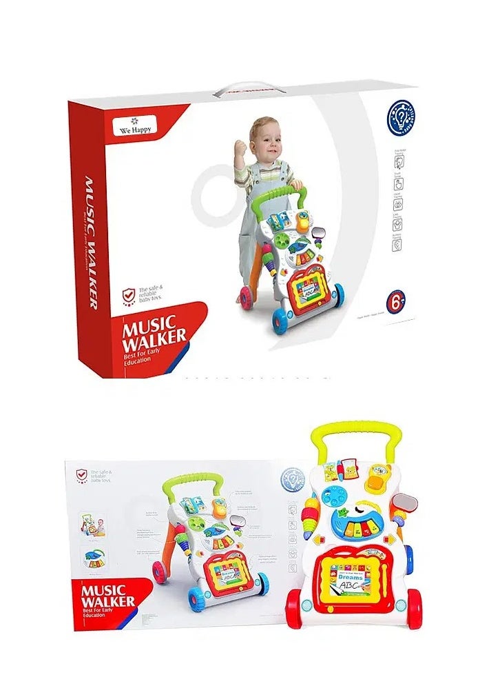 2 in 1 Baby Walker for Kids | Sit-to-Stand Activity Walker for Toddler with Drawing Board, Music, Shape Sorters & Rotary Gears | Baby Boys & Girls 6-12 Months