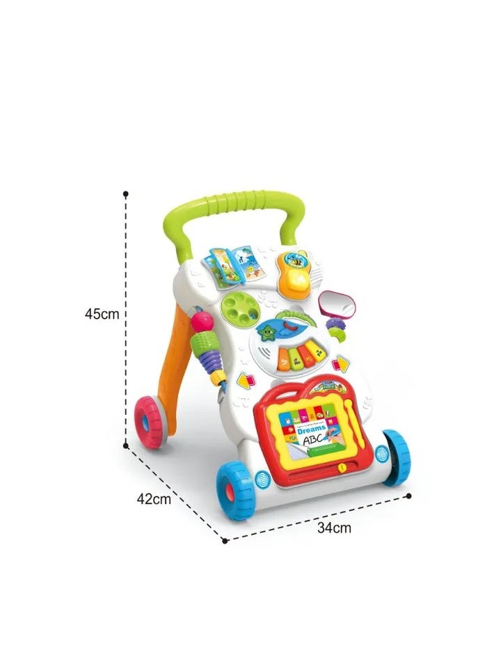 2 in 1 Baby Walker for Kids | Sit-to-Stand Activity Walker for Toddler with Drawing Board, Music, Shape Sorters & Rotary Gears | Baby Boys & Girls 6-12 Months
