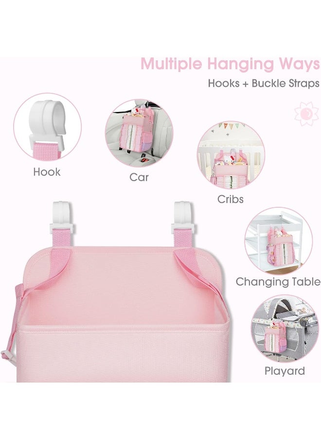 Maliton Hanging Chaning Diaper Caddy – Crib Diaper Organizer – Diaper Stacker for Crib Playard or Wall, Nursery Caddy Organizer for Cribs Playard Baby Essentials Storage
