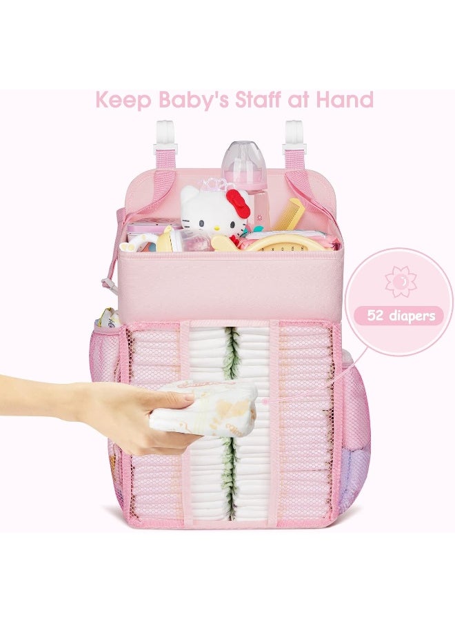 Maliton Hanging Chaning Diaper Caddy – Crib Diaper Organizer – Diaper Stacker for Crib Playard or Wall, Nursery Caddy Organizer for Cribs Playard Baby Essentials Storage