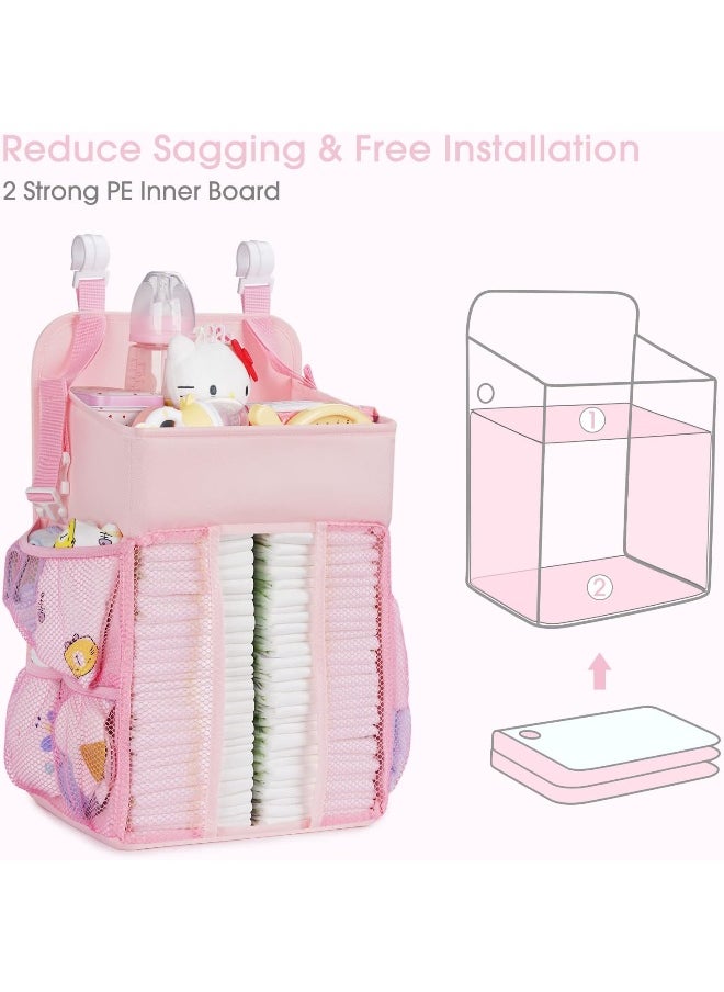 Maliton Hanging Chaning Diaper Caddy – Crib Diaper Organizer – Diaper Stacker for Crib Playard or Wall, Nursery Caddy Organizer for Cribs Playard Baby Essentials Storage