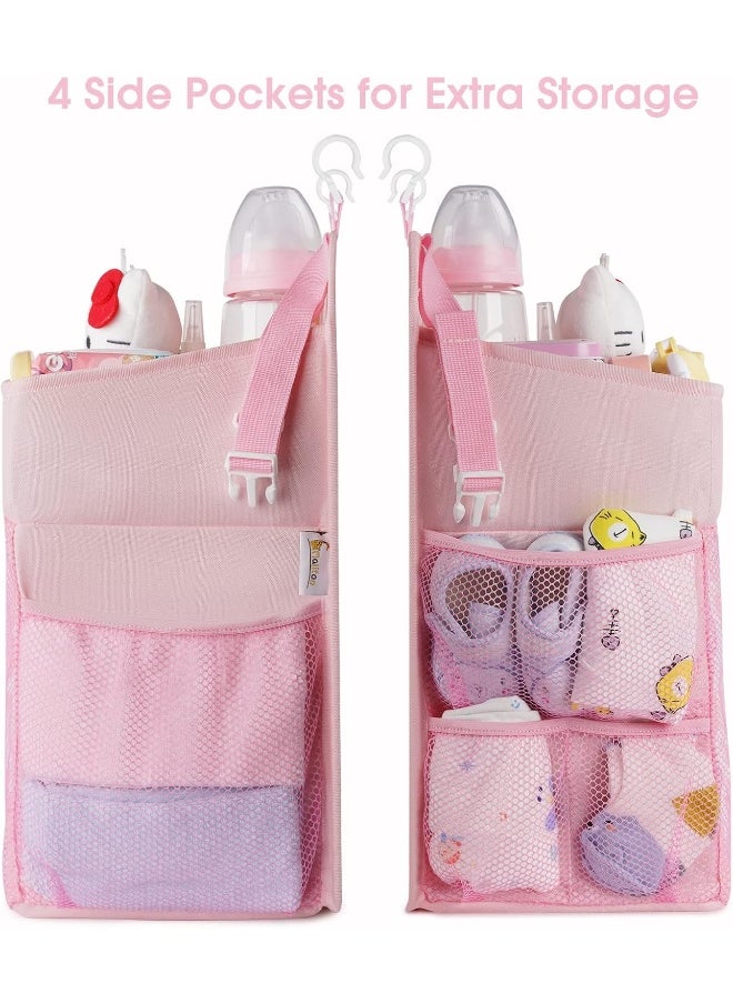 Maliton Hanging Chaning Diaper Caddy – Crib Diaper Organizer – Diaper Stacker for Crib Playard or Wall, Nursery Caddy Organizer for Cribs Playard Baby Essentials Storage