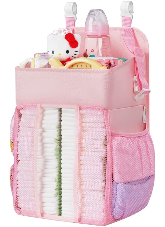 Maliton Hanging Chaning Diaper Caddy – Crib Diaper Organizer – Diaper Stacker for Crib Playard or Wall, Nursery Caddy Organizer for Cribs Playard Baby Essentials Storage