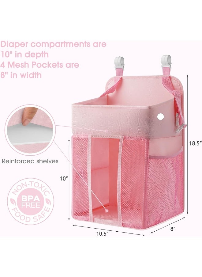 Maliton Hanging Chaning Diaper Caddy – Crib Diaper Organizer – Diaper Stacker for Crib Playard or Wall, Nursery Caddy Organizer for Cribs Playard Baby Essentials Storage