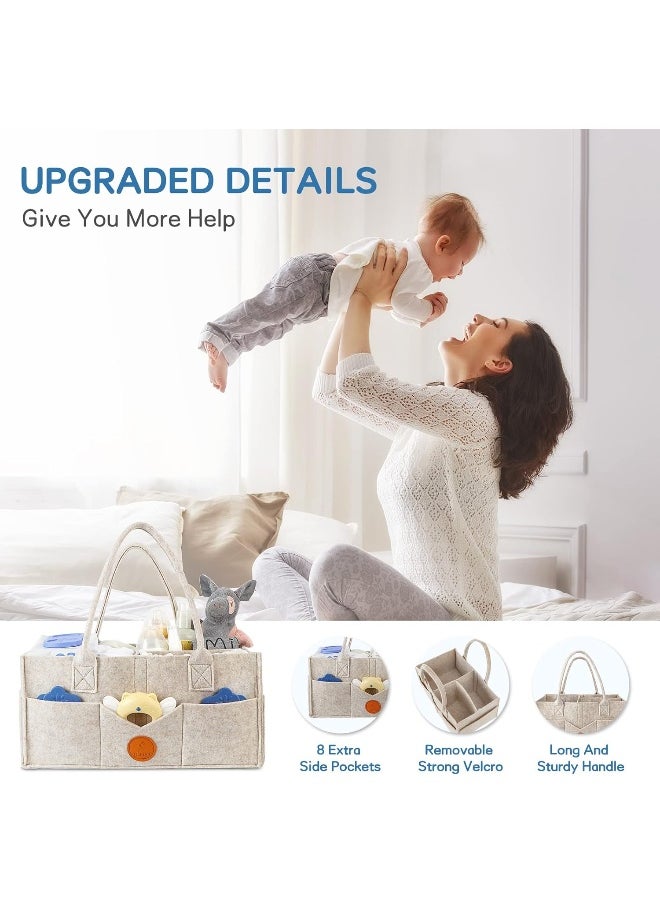Maliton Diaper Caddy Organizer for Baby - Diaper Holder Organizer for Changing Table, Nursery Storage Bin Basket with Handle, 15