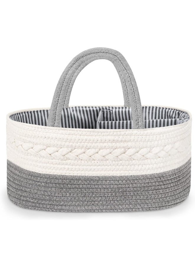 Maliton Diaper Caddy Organizer - Cotton Rope, Rustic, Grey, Baby Products, Nursery Storage, Changing Table, Baby Shower Gifts