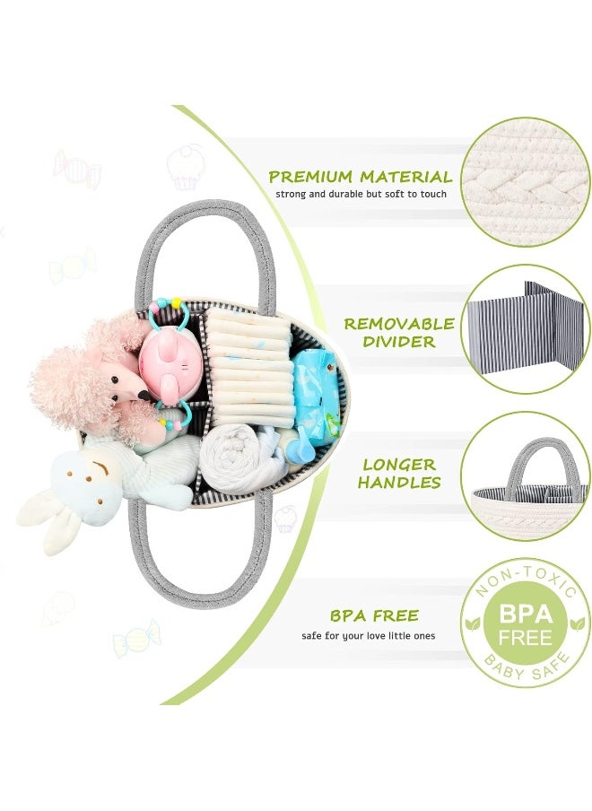 Maliton Diaper Caddy Organizer - Cotton Rope, Rustic, Grey, Baby Products, Nursery Storage, Changing Table, Baby Shower Gifts