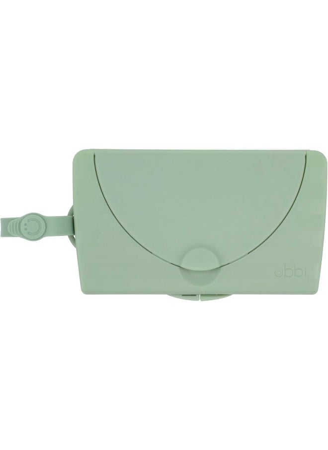 Ubbi On-The-Go Baby Wipes Dispenser, Portable Wipes Container for Travel, Diaper Bag Accessory Must Have for Newborns, Reusable Wipes Holder, Sage Green