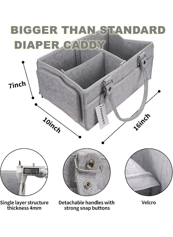 XUANGUO Baby Diaper Caddy Organizer with Handle Gender Neutral Baby Stuff Large Nursery Storage Bin Basket Portable Tote Bag Car Organizer Newborn Essentials Baby Registry Must Haves Item Grey