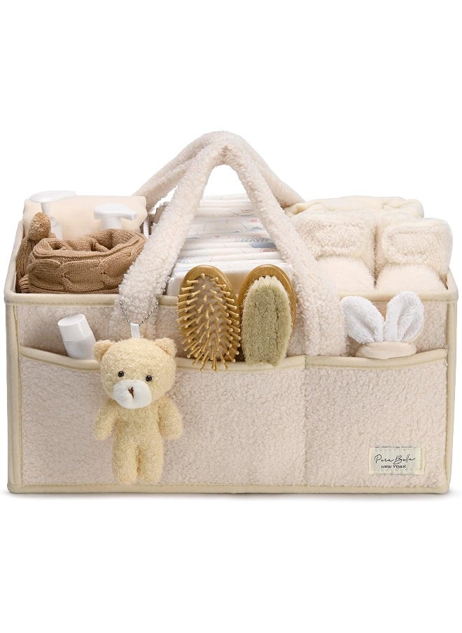 PeraBella Baby Diaper Caddy Organizer for Changing Table, Baby Storage Basket for Diapers and Baby Wipes, Gift for Baby Shower, Car Caddy Organizer, Nursery Diaper Organizer, Portable Diaper Storage