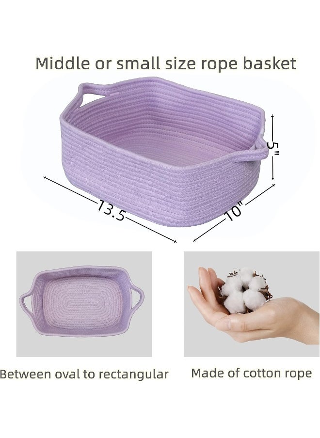XUANGUO Woven Cotton Rope Storage Basket with Handles for Organizing Shelves Closet Small Cat Dog Pet Toy Baskets Box Bin Decorative Rectangle Baby Nursery basket Gift basket Empty