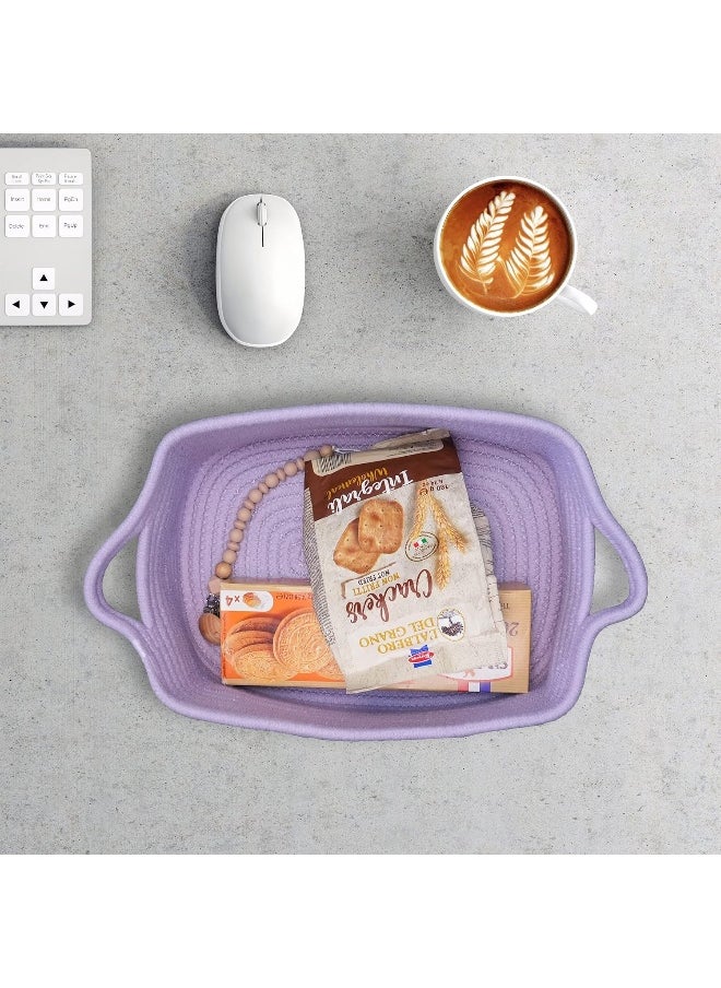 XUANGUO Woven Cotton Rope Storage Basket with Handles for Organizing Shelves Closet Small Cat Dog Pet Toy Baskets Box Bin Decorative Rectangle Baby Nursery basket Gift basket Empty