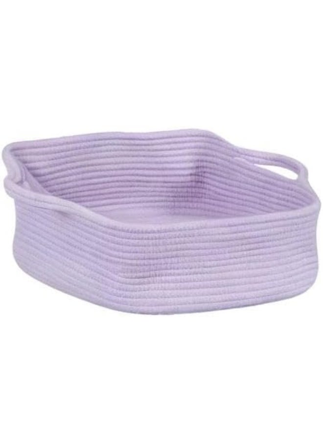 XUANGUO Woven Cotton Rope Storage Basket with Handles for Organizing Shelves Closet Small Cat Dog Pet Toy Baskets Box Bin Decorative Rectangle Baby Nursery basket Gift basket Empty
