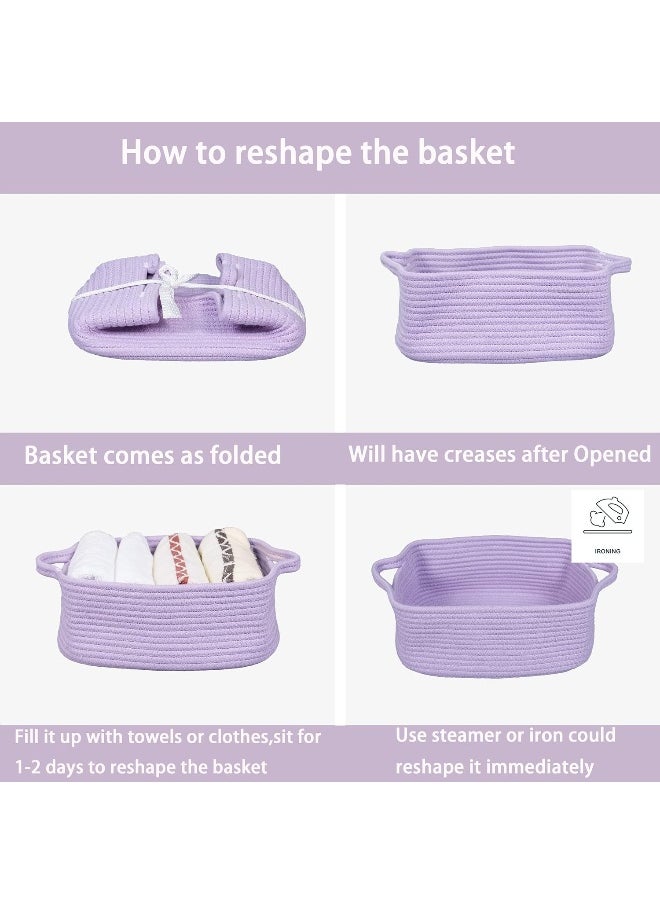 XUANGUO Woven Cotton Rope Storage Basket with Handles for Organizing Shelves Closet Small Cat Dog Pet Toy Baskets Box Bin Decorative Rectangle Baby Nursery basket Gift basket Empty