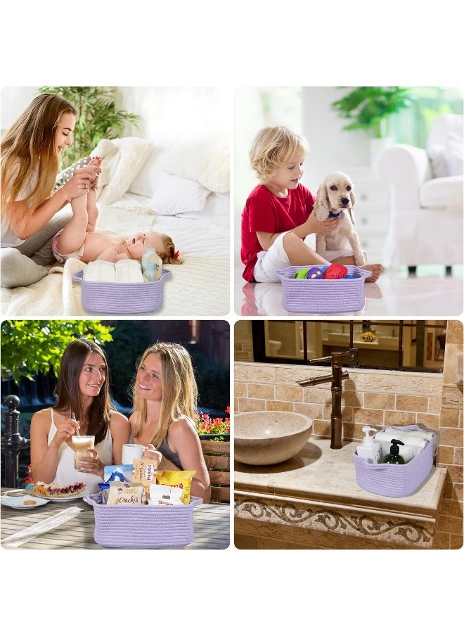 XUANGUO Woven Cotton Rope Storage Basket with Handles for Organizing Shelves Closet Small Cat Dog Pet Toy Baskets Box Bin Decorative Rectangle Baby Nursery basket Gift basket Empty