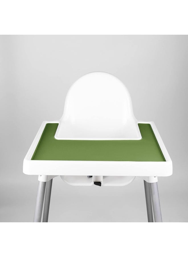 Lomgwumy High Chair Placemat, Long Lasting High Chair Placemat Silicone, Clean and Hygienic, Suitable for IKEA Antilop Highchai, for Toddlers and Babies (Green)