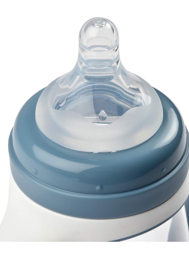 Béaba 2-in-1 Bottle to Sippy Learning Sippy Cup with Bottle and Soft Silicone Spout, 7 oz (Rain)