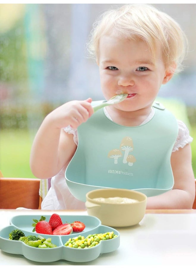 YMCF Products 2-Pack Waterproof Silicone Baby Bib Light Weight Comfortable Easy Wipe Clean