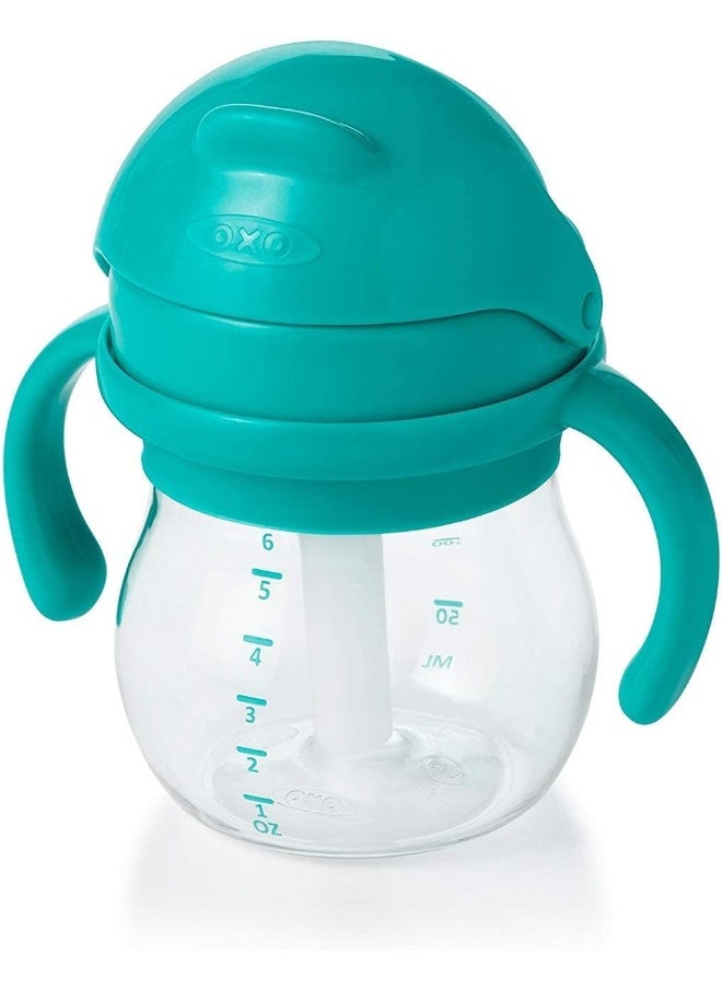 OXO Tot Transitions Straw Cup with Removable Handles, Teal, 6 Ounce (2 Pack)