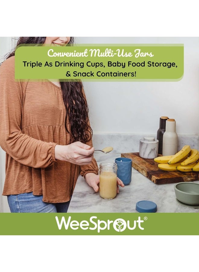 WeeSprout Glass Cups With Lids & Straws, Spill-resistant Cups for Toddlers & Kids