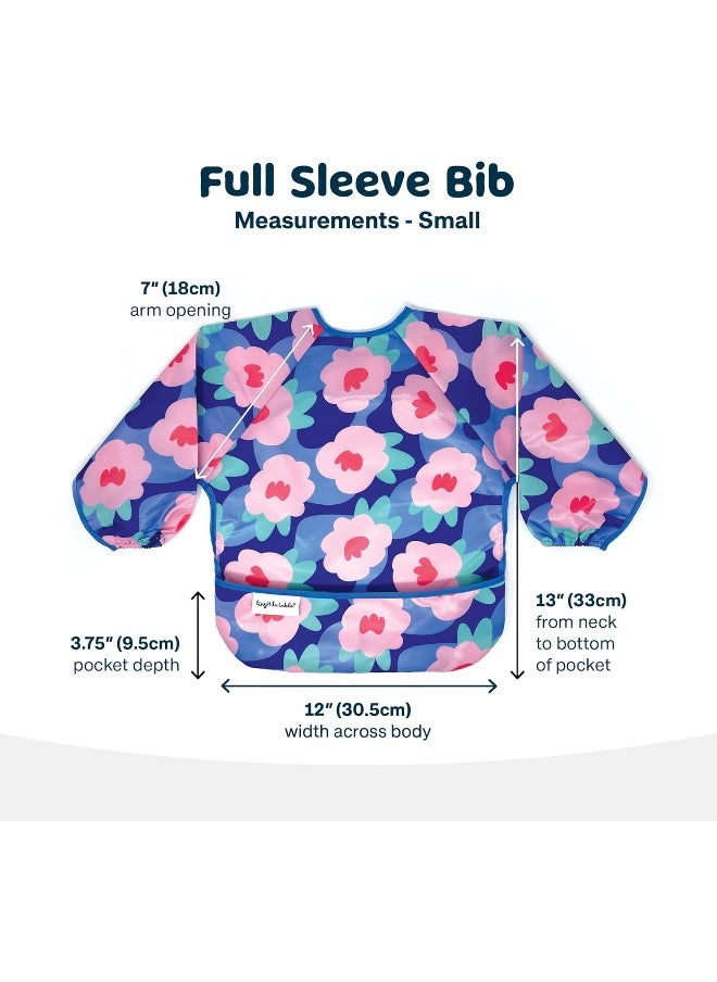 Tiny Twinkle - Modern Full Sleeve Baby Bib, Blue Floral, One Size