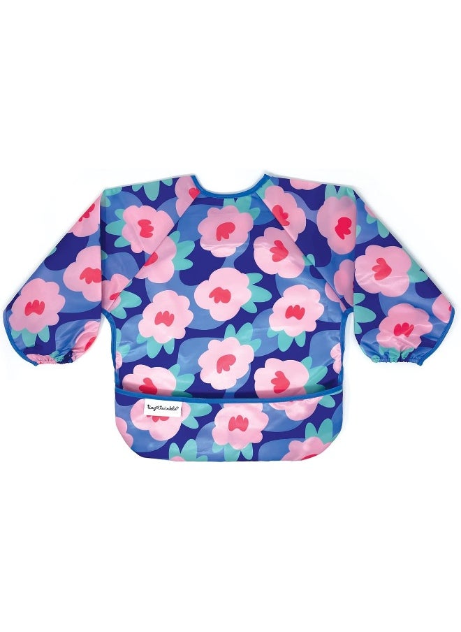 Tiny Twinkle - Modern Full Sleeve Baby Bib, Blue Floral, One Size