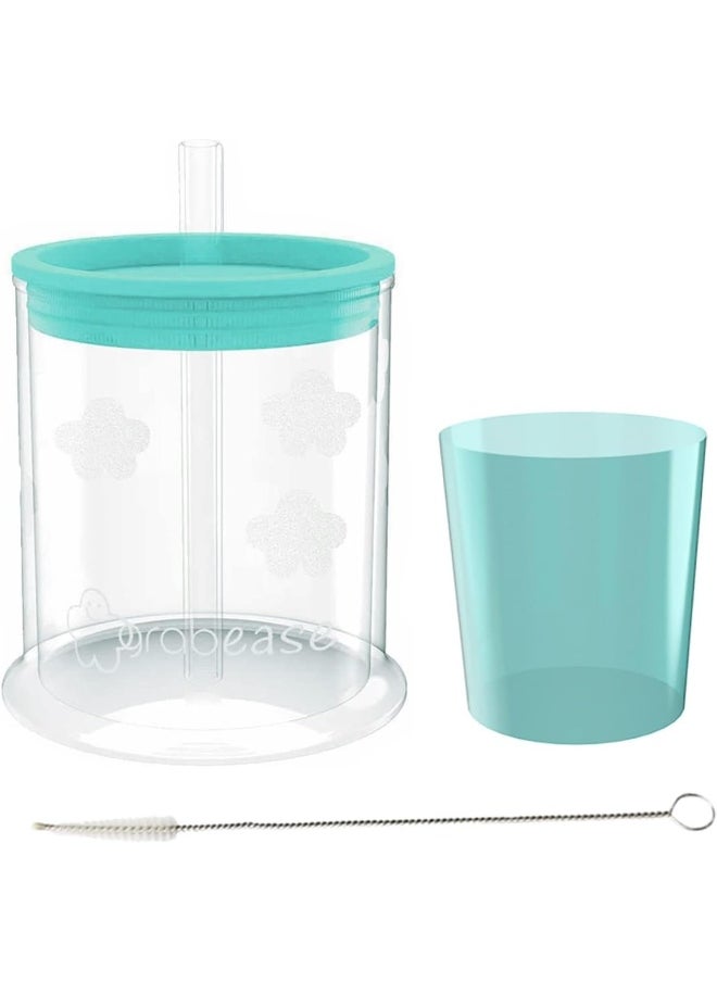 Grabease Convertible Training Cups for Babies – BPA-Free Cups Support Drinking for Babies Aged 6 Months+ to Toddler – Sippy Cup with Straw, Lid, Straw-Cleaning Brush, and Extra Mini Cup, (Teal)
