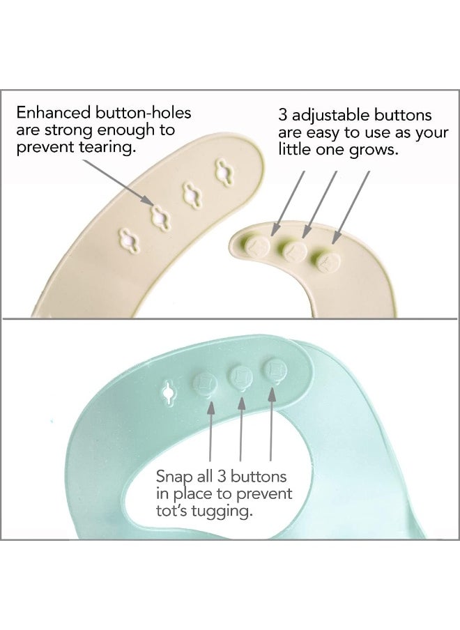2-Pack Waterproof Silicone Baby Bib Light Weight Comfortable Easy Wipe Clean