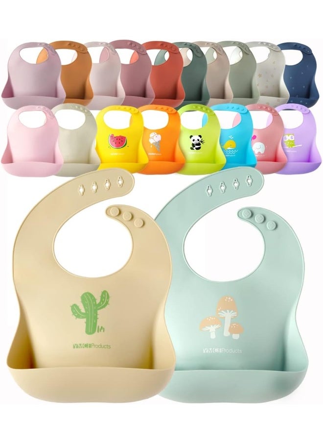 2-Pack Waterproof Silicone Baby Bib Light Weight Comfortable Easy Wipe Clean