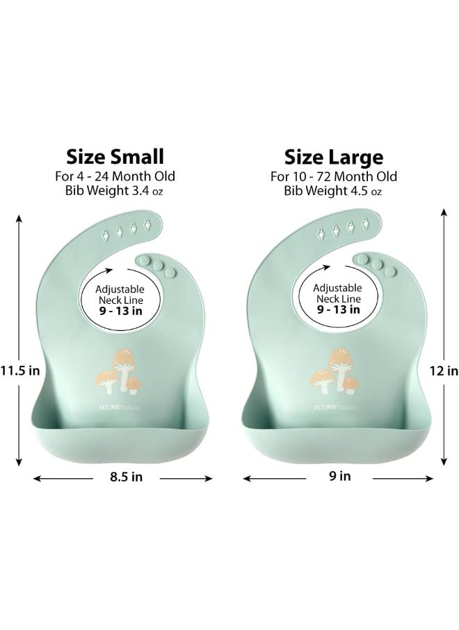 2-Pack Waterproof Silicone Baby Bib Light Weight Comfortable Easy Wipe Clean