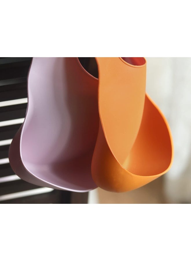 YMCF Products 2-Pack Waterproof Silicone Baby Bib Light Weight Comfortable Easy Wipe Clean