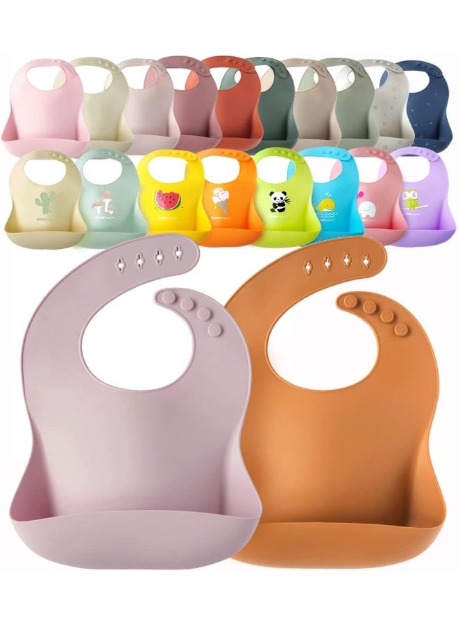YMCF Products 2-Pack Waterproof Silicone Baby Bib Light Weight Comfortable Easy Wipe Clean