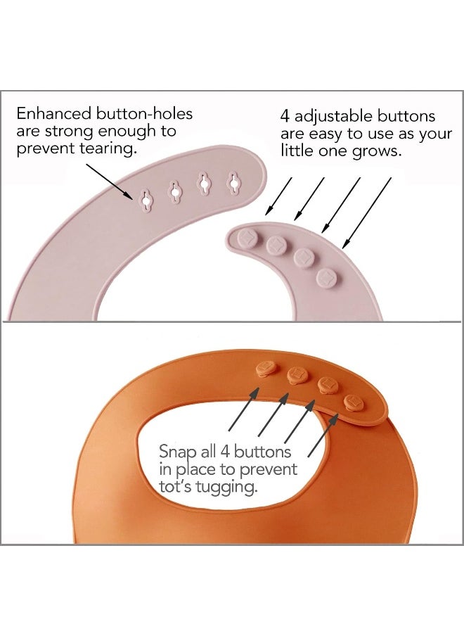 YMCF Products 2-Pack Waterproof Silicone Baby Bib Light Weight Comfortable Easy Wipe Clean