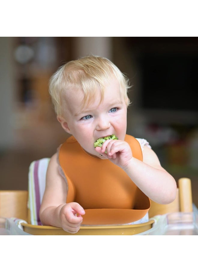 YMCF Products 2-Pack Waterproof Silicone Baby Bib Light Weight Comfortable Easy Wipe Clean