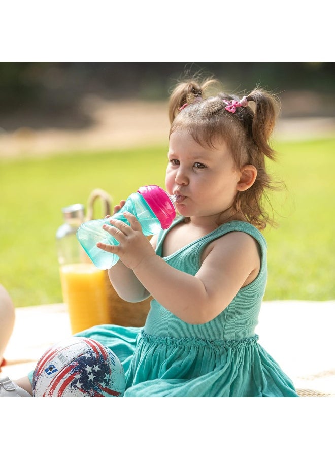 Nuby 3 Piece No-Spill Easy Grip Cup with Flex Straw, Clik It Lock Feature, Girl, 10 Ounce