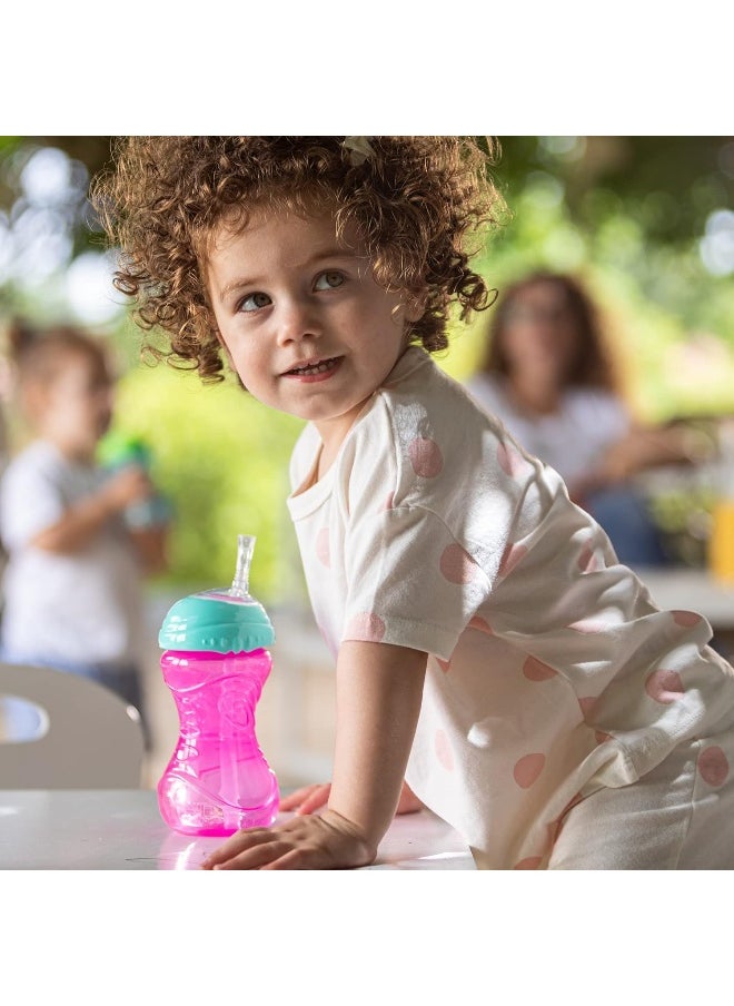 Nuby 3 Piece No-Spill Easy Grip Cup with Flex Straw, Clik It Lock Feature, Girl, 10 Ounce