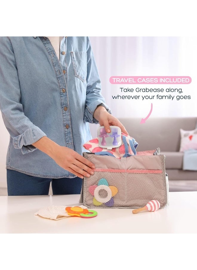 Grabease Baby Spoons Baby Led Weaning Supplies Toddler Forks Feeding, BPA-Free & Phthalate-Free for & Toddler, 2 Sets, Blush and Lavender - Training Utensils - Self Feeding Spoon