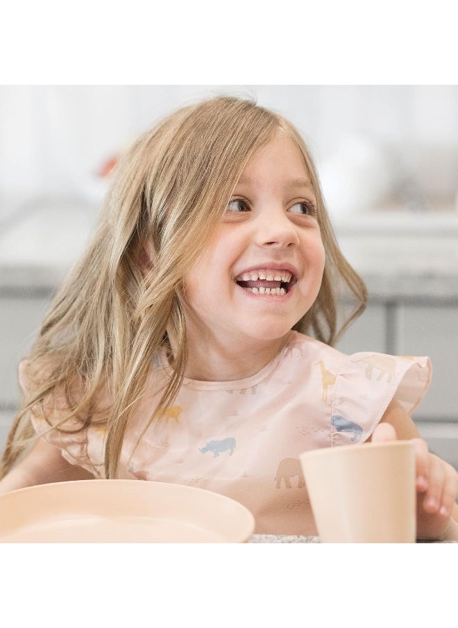 Tiny Twinkle Mess Proof Baby Bib - Waterproof Baby Apron - Machine Washable - PVC, BPA, & Phthalate Free - Great Travel Bib for Baby Eating - Baby Food Bibs (Petite Safari, Small 6-24 Months)