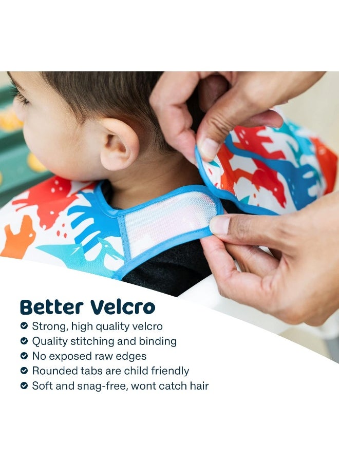 Tiny Twinkle Mess Proof Baby Bib - Waterproof Baby Apron - Machine Washable - PVC, BPA, & Phthalate Free - Great Travel Bib for Baby Eating - Baby Food Bibs (Petite Safari, Small 6-24 Months)