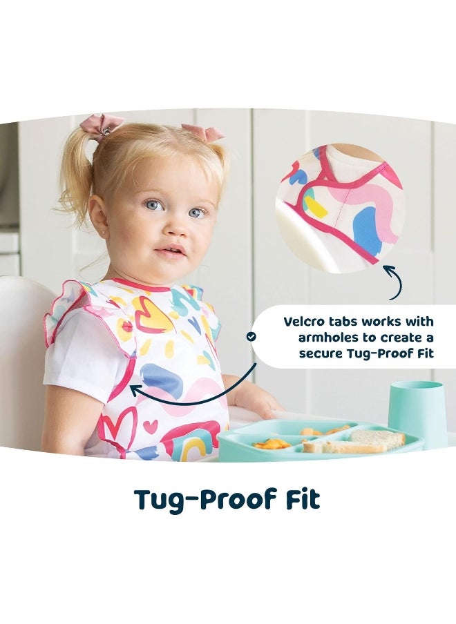 Tiny Twinkle Mess Proof Baby Bib - Waterproof Baby Apron - Machine Washable - PVC, BPA, & Phthalate Free - Great Travel Bib for Baby Eating - Baby Food Bibs (Petite Safari, Small 6-24 Months)