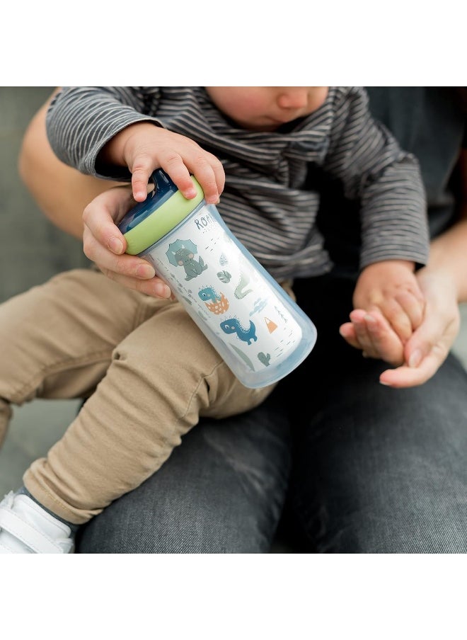 The First Years Dinosaur DropGuard Insulated Sippy Cups for Toddlers, with Drop Guard, Made Without BPA, 9 Oz - 2 Pack