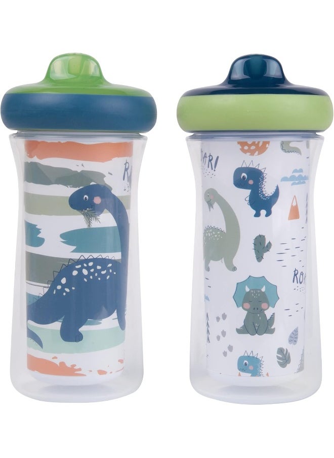 The First Years Dinosaur DropGuard Insulated Sippy Cups for Toddlers, with Drop Guard, Made Without BPA, 9 Oz - 2 Pack