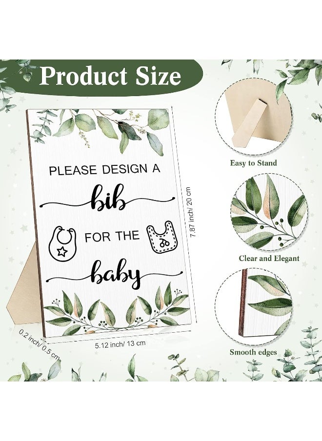 26 Pcs Baby Bibs and Game Set Baby Shower Game Sign 15 White Feeder Bibs 10 Fabric Markers for Gender Reveal