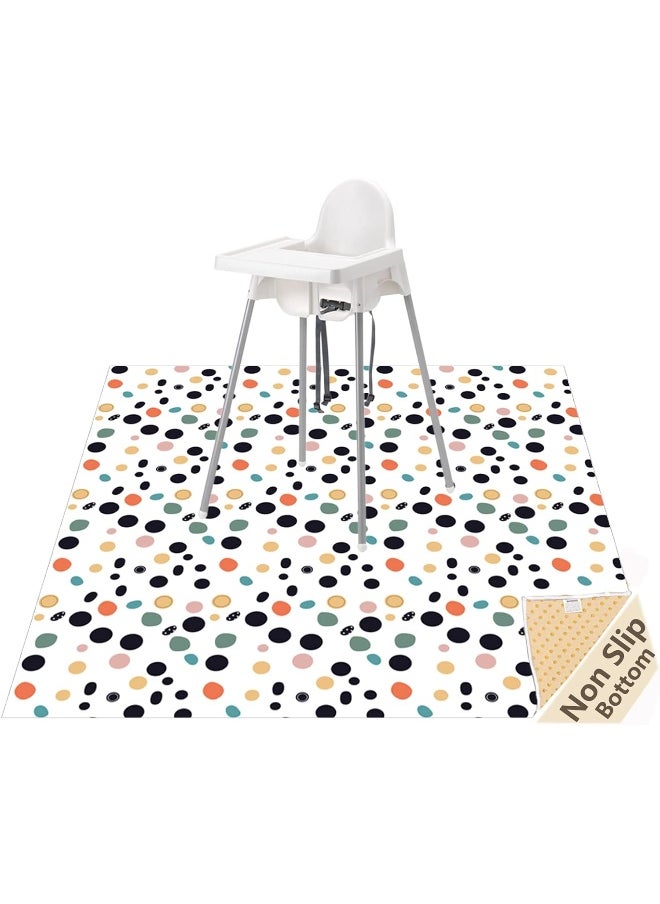 WOMUMON Splat Mat for Under High Chair/Arts/Crafts, Waterproof and Anti-Slip Splash Mat Floor Protector, Washable Highchair Floor Mat, 51 Inch Reusable Messy Mat and Baby Feeding Table Cloth