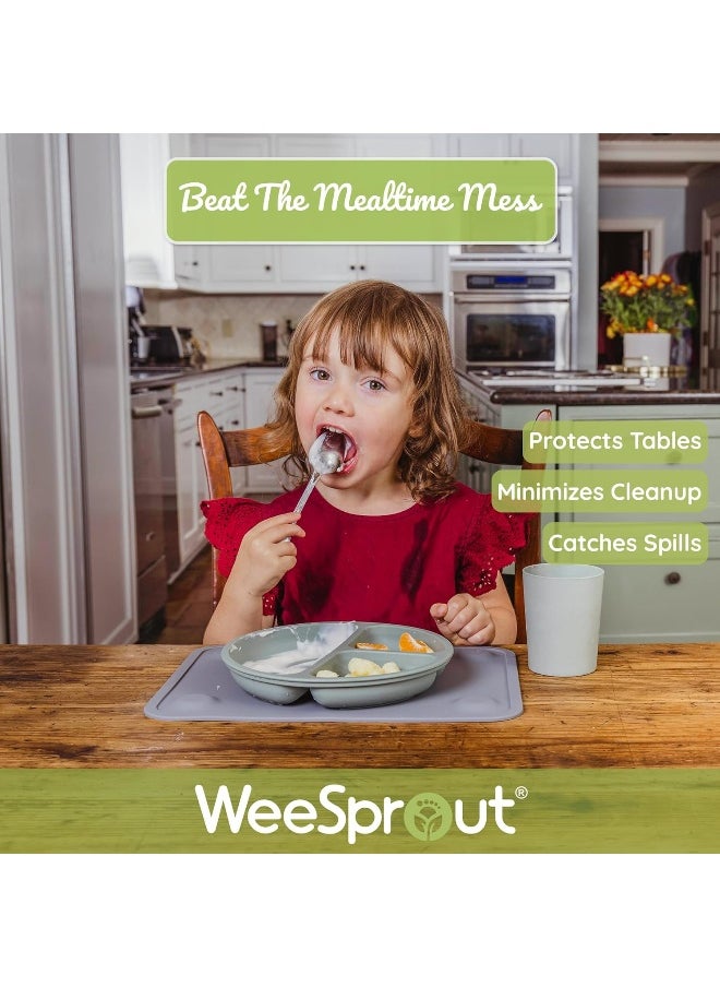 WeeSprout Silicone Suction Placemat (Large, Matte Pink, Off-White)