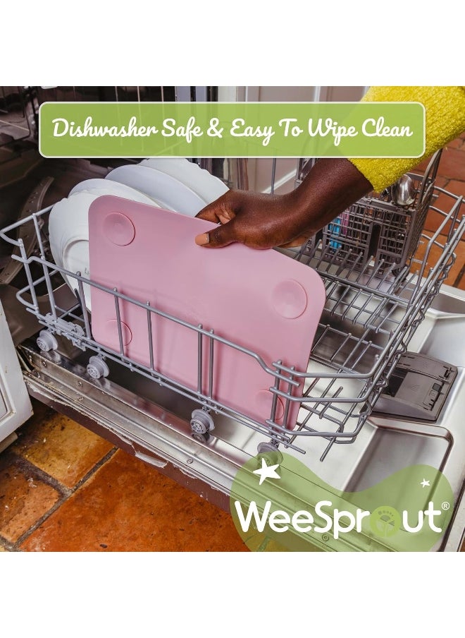 WeeSprout Silicone Suction Placemat (Large, Matte Pink, Off-White)